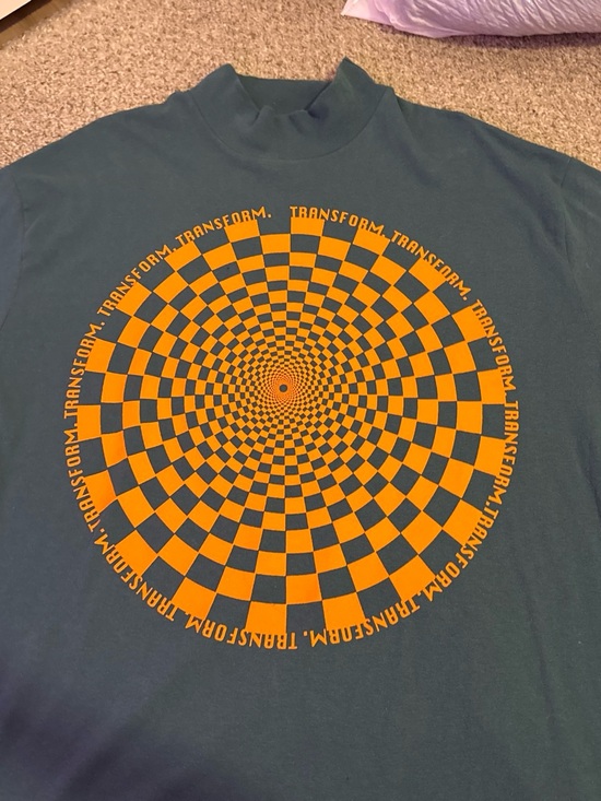 Urban Outfitters Tops - Urban Outfitters Men's Teal Long Sleeve with Orange Spiral Graphic